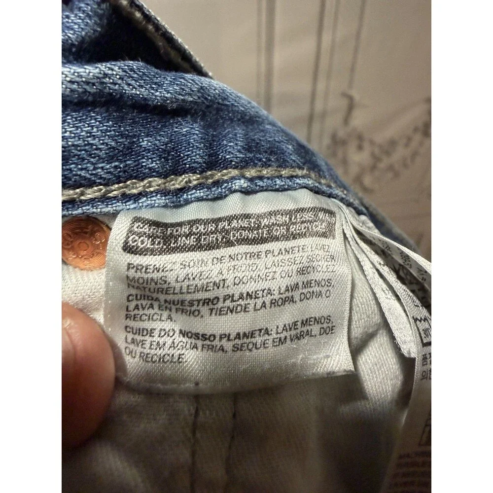 Levis Jeans Mens 34x30 Blue Whiskering Denim Cotton Straight Leg